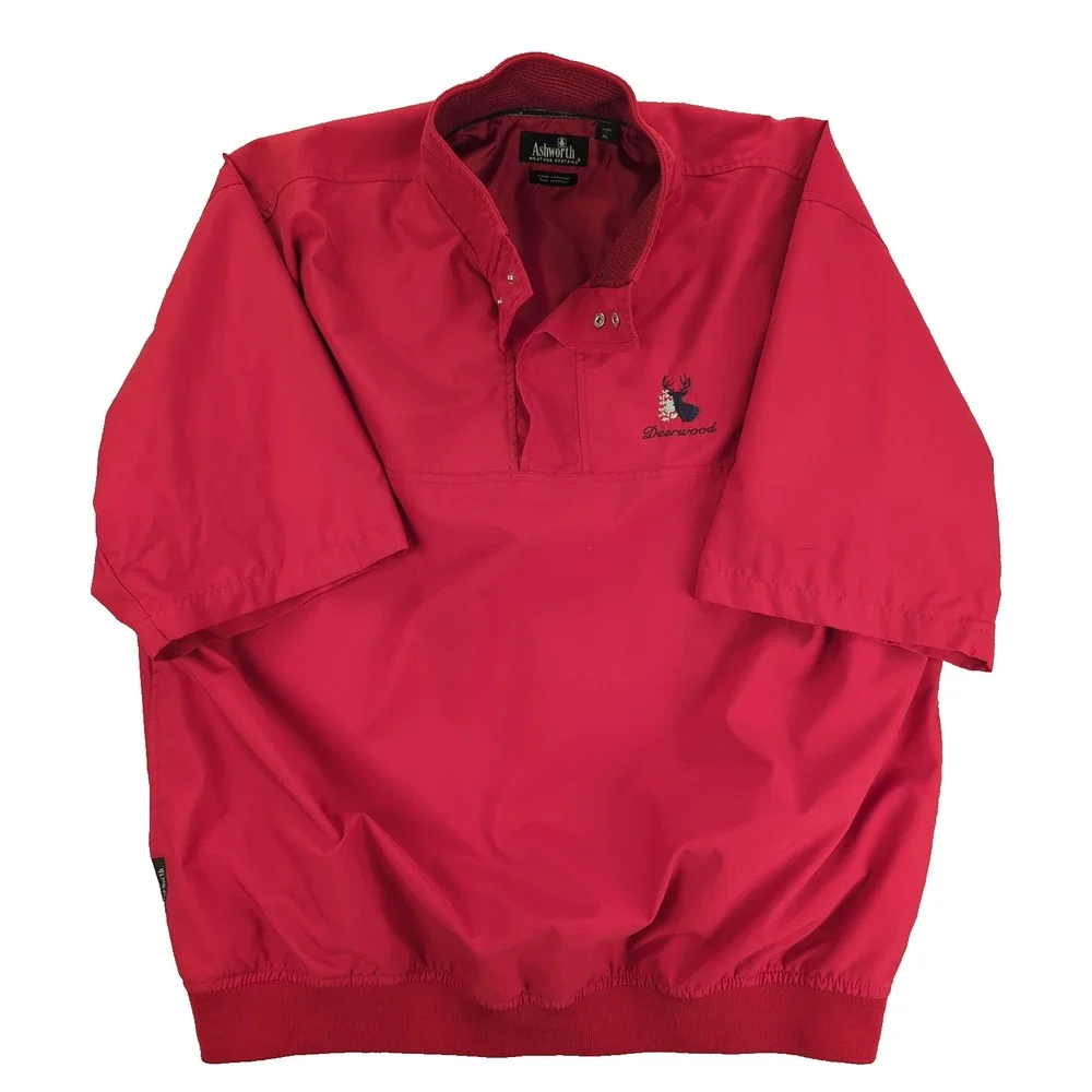 Ashworth Jacket Mens XL Pullover Red Deerwood Golf Wind Water Resistant